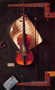 静物 Painting - 古いヴァイオリン ウィリアム・ハーネットの静物画
